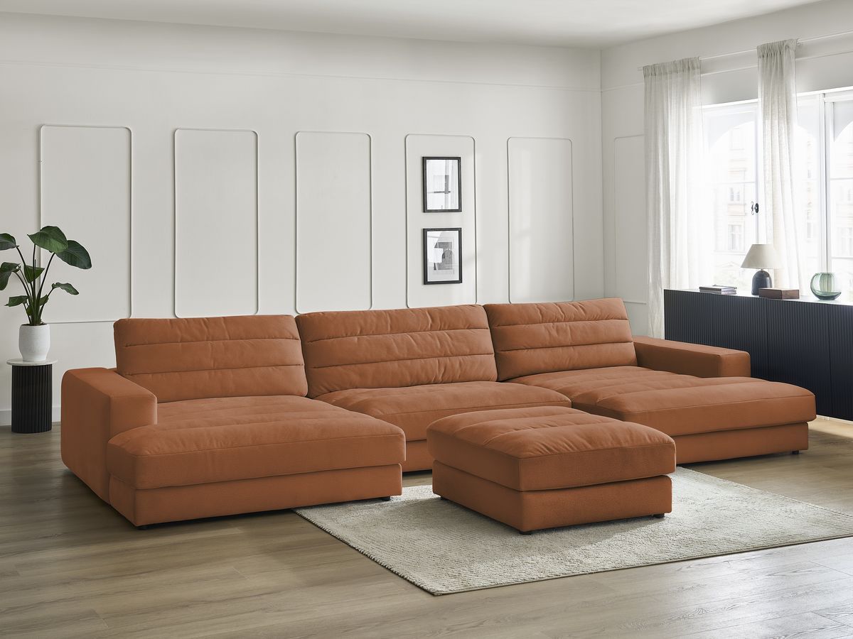 Bobochic Sierra Wohnlandschaft mit Pouf Samt Orange