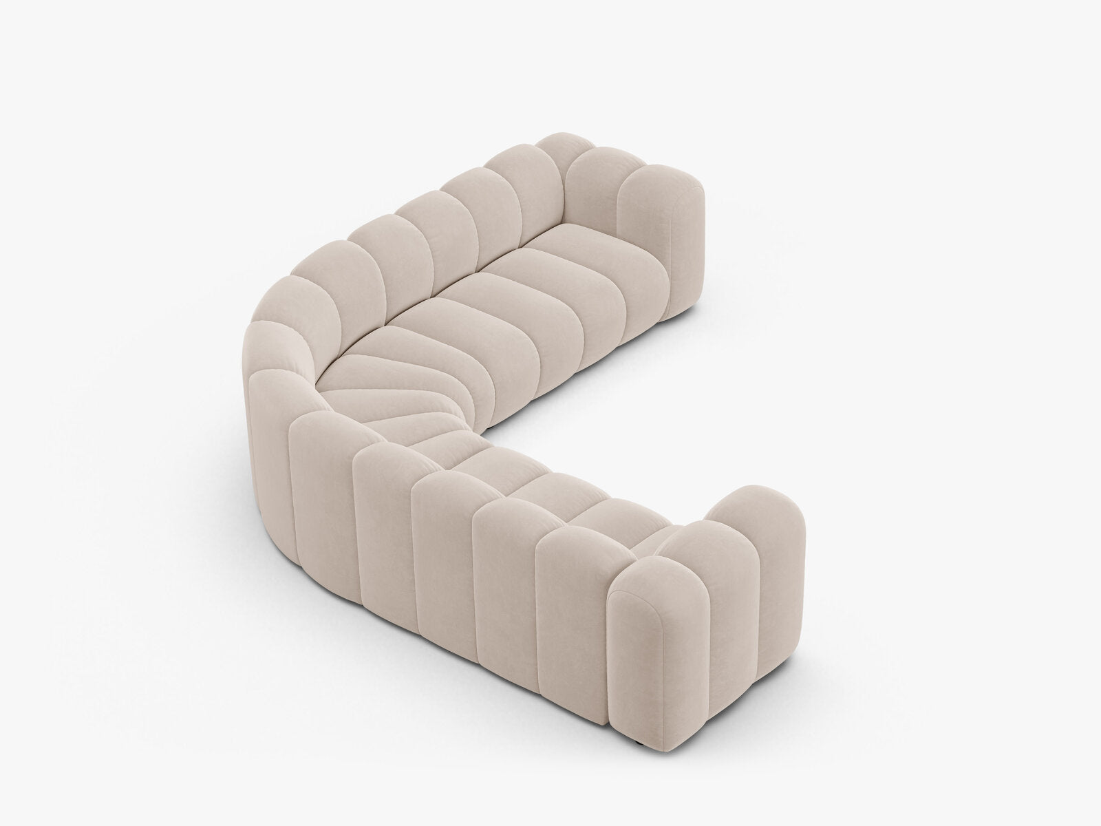 Micadoni symmetrisches Ecksofa Lupine 5-Sitzer mittelgroß Samt Venus Helles Beige