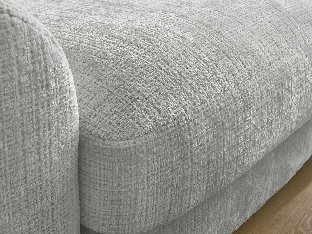 Bobochic Leonore Sofa 3-Sitzer mit Pouf Strukturstoff Hellgrau
