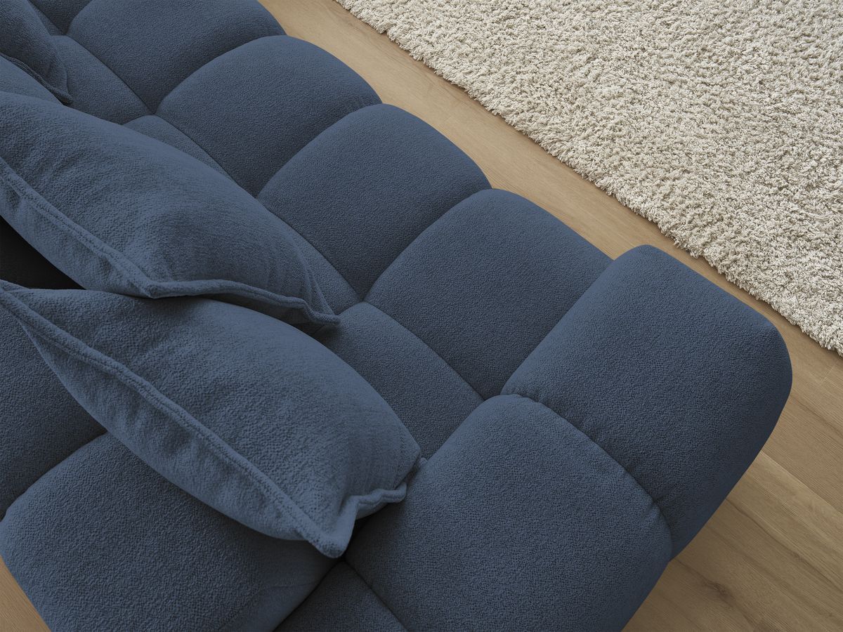 Bobochic Everest Ecksofa, 10 Kissen Melange-Stoff Dunkelblau Ecke rechts