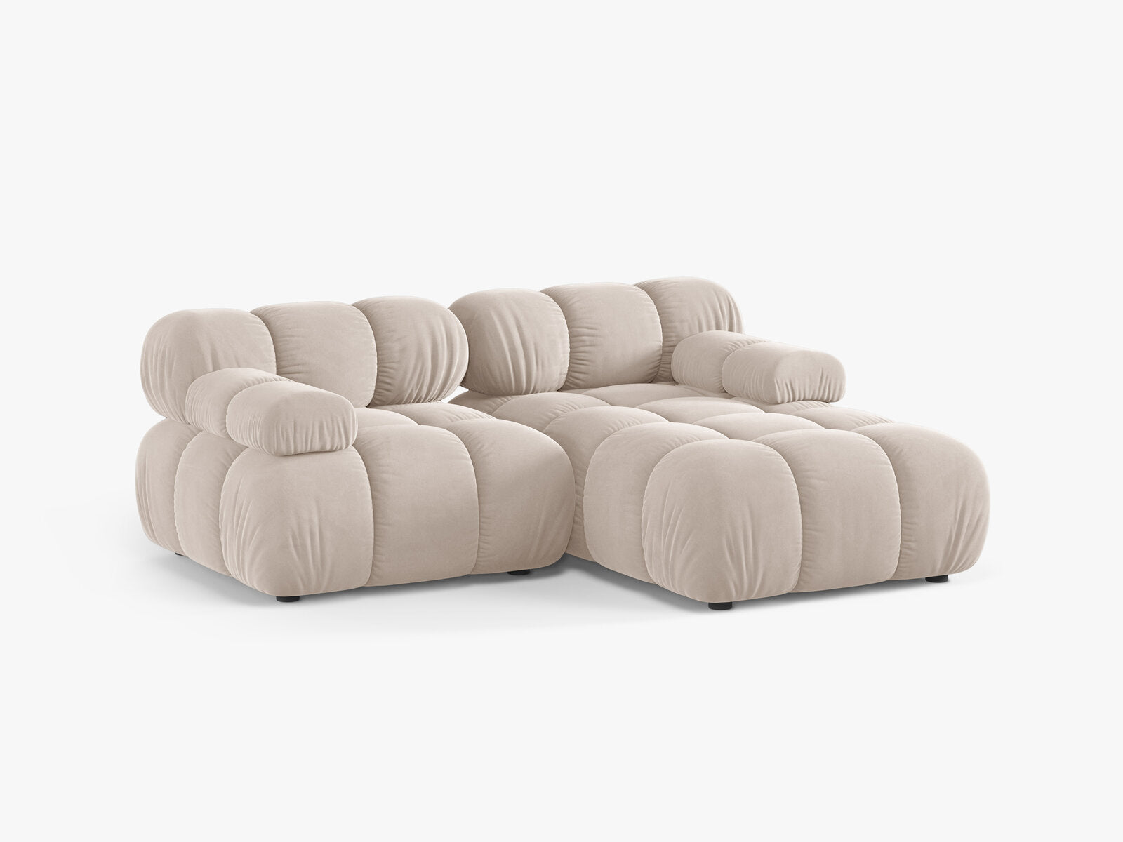 Micadoni Modulares Ecksofa Bellis 3-Sitzer Rechts Samt Venus Helles Beige
