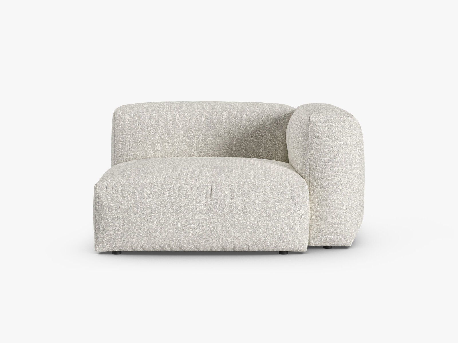 Micadoni Eckmodul mit Armlehne Martina 1-Sitzer 90cm Sitztiefe Rechts Boucle Monet Grau Beige Melange