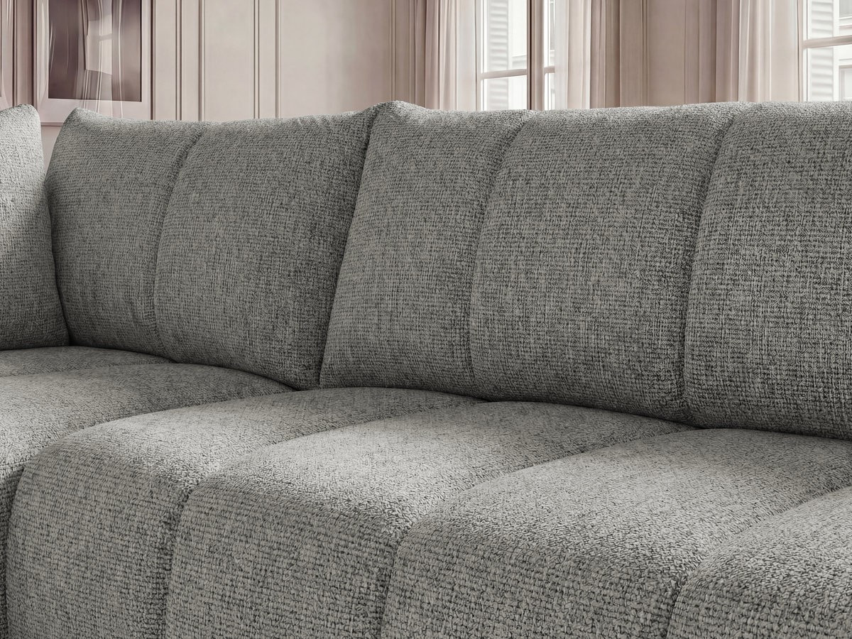Bobochic Nesty Ecksofa in L-Form, 256 cm, mit Pouf Melange-Stoff Dunkelgrau Ecke links