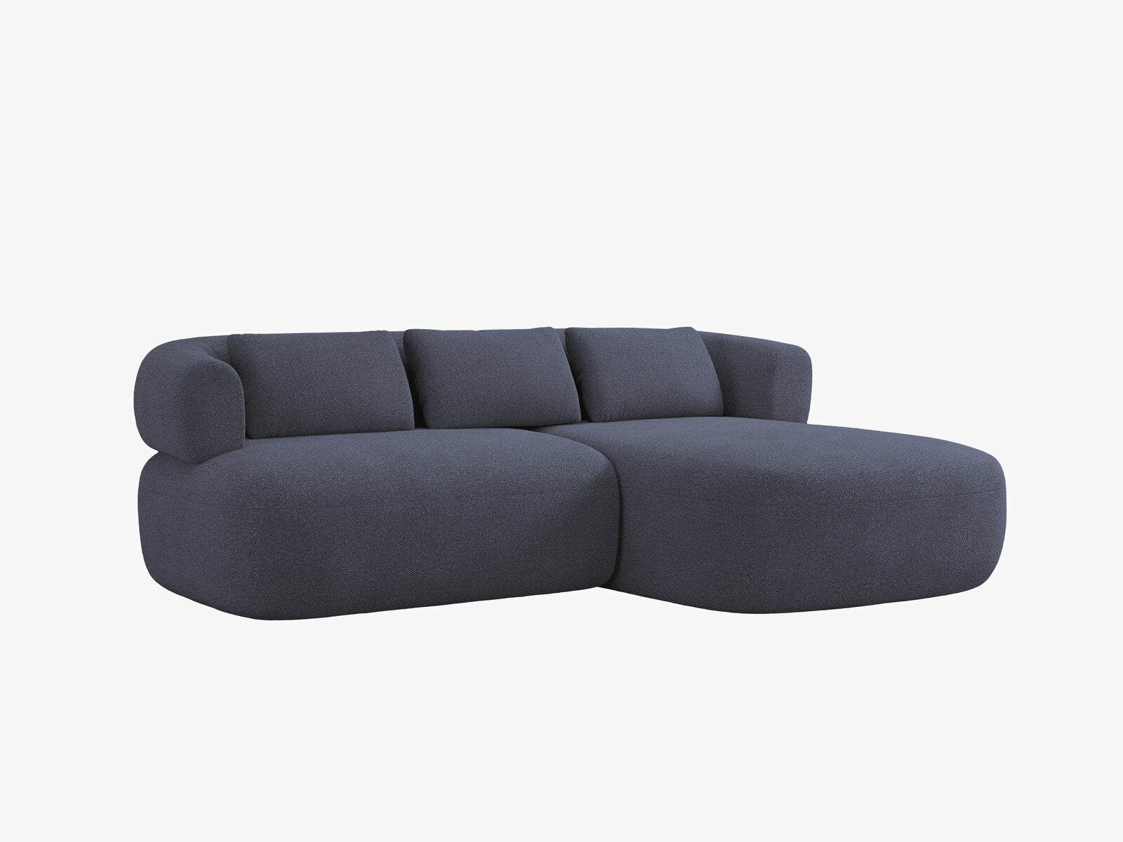 Micadoni 5-Sitzer Ecksofa Jenny Kleine Version Rechts Boucle Now or Never Dunkelblau