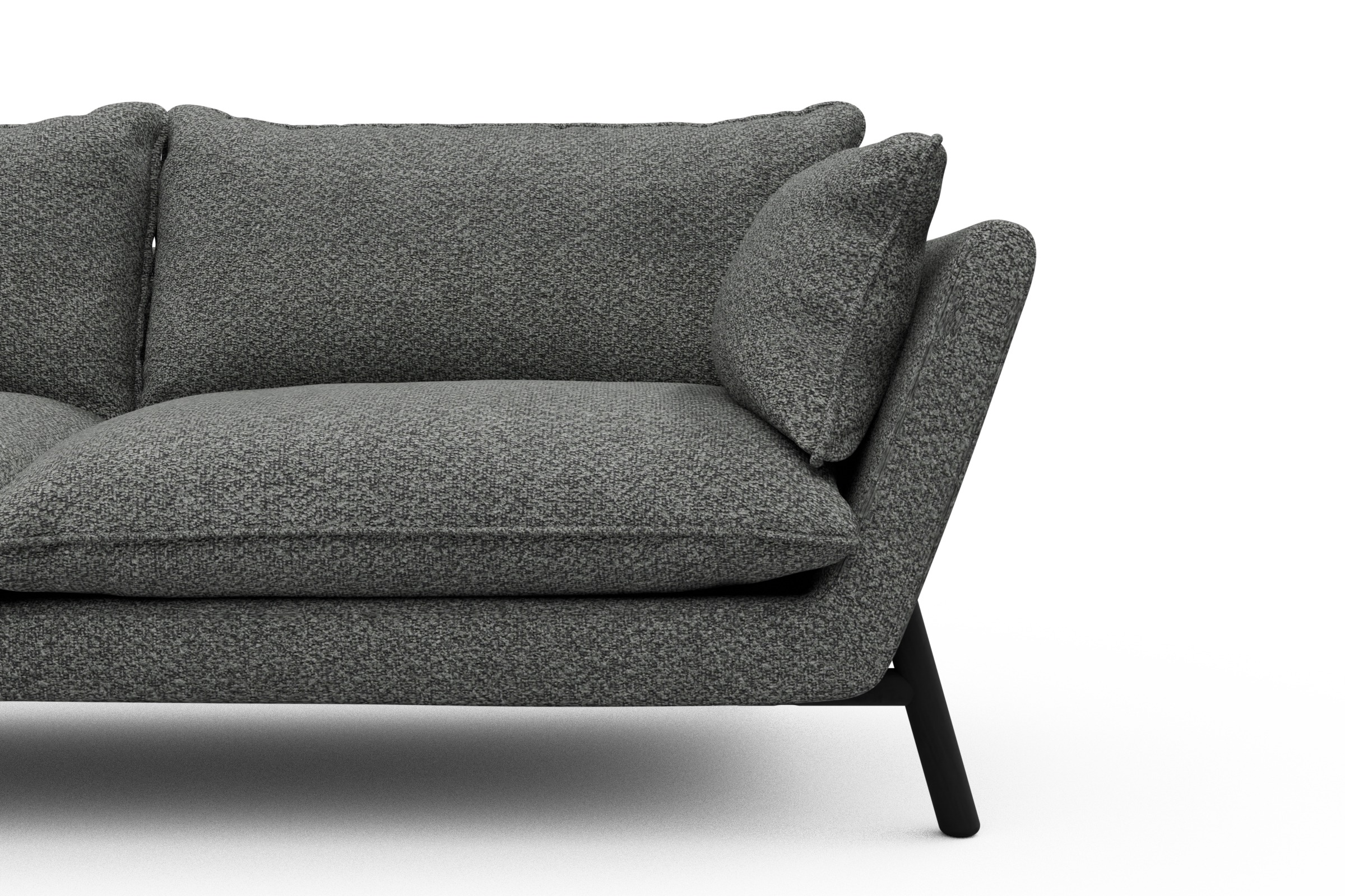 Sofa Emil PREMIUM 3-Sitzer Beinfarbe Eiche Schwarz Vanora-Warm-Grey