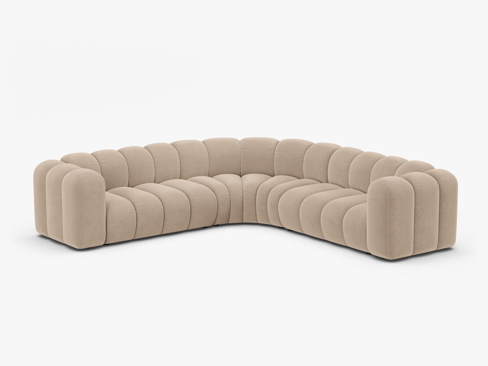 Micadoni symmetrisches Ecksofa Lupine 5-Sitzer mittelgroß Samt Venus Beige
