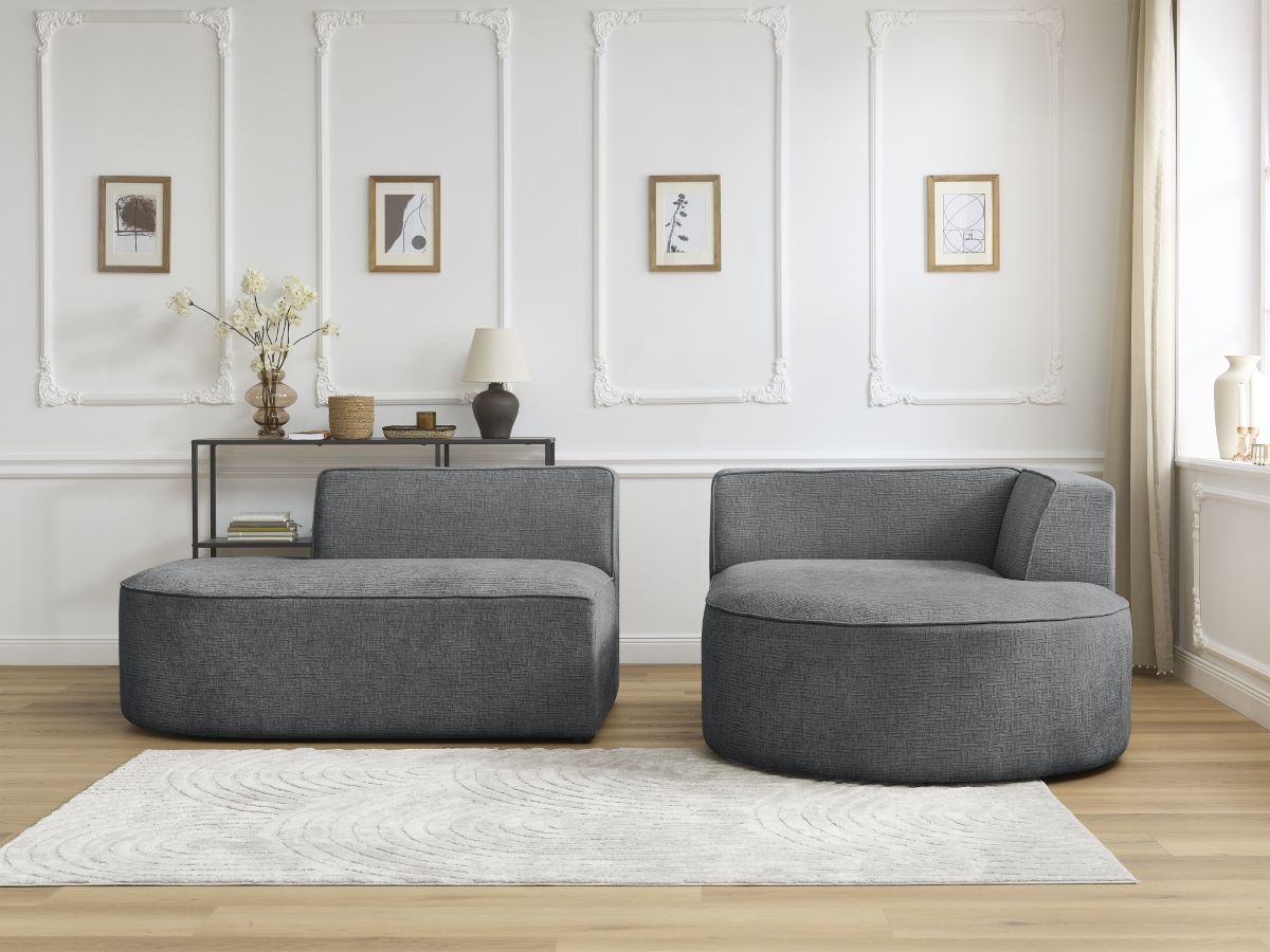 Bobochic Rousseau Ecksofa Strukturstoff Dunkelgrau Ecke rechts