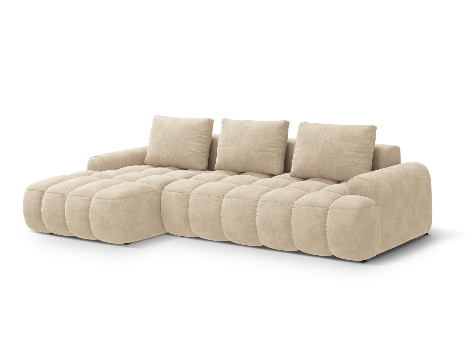 Cosmopolitan Design Ecksofa Linz 3-Sitzer mit Schlaffunktion Samt Vogue Helles Beige Links