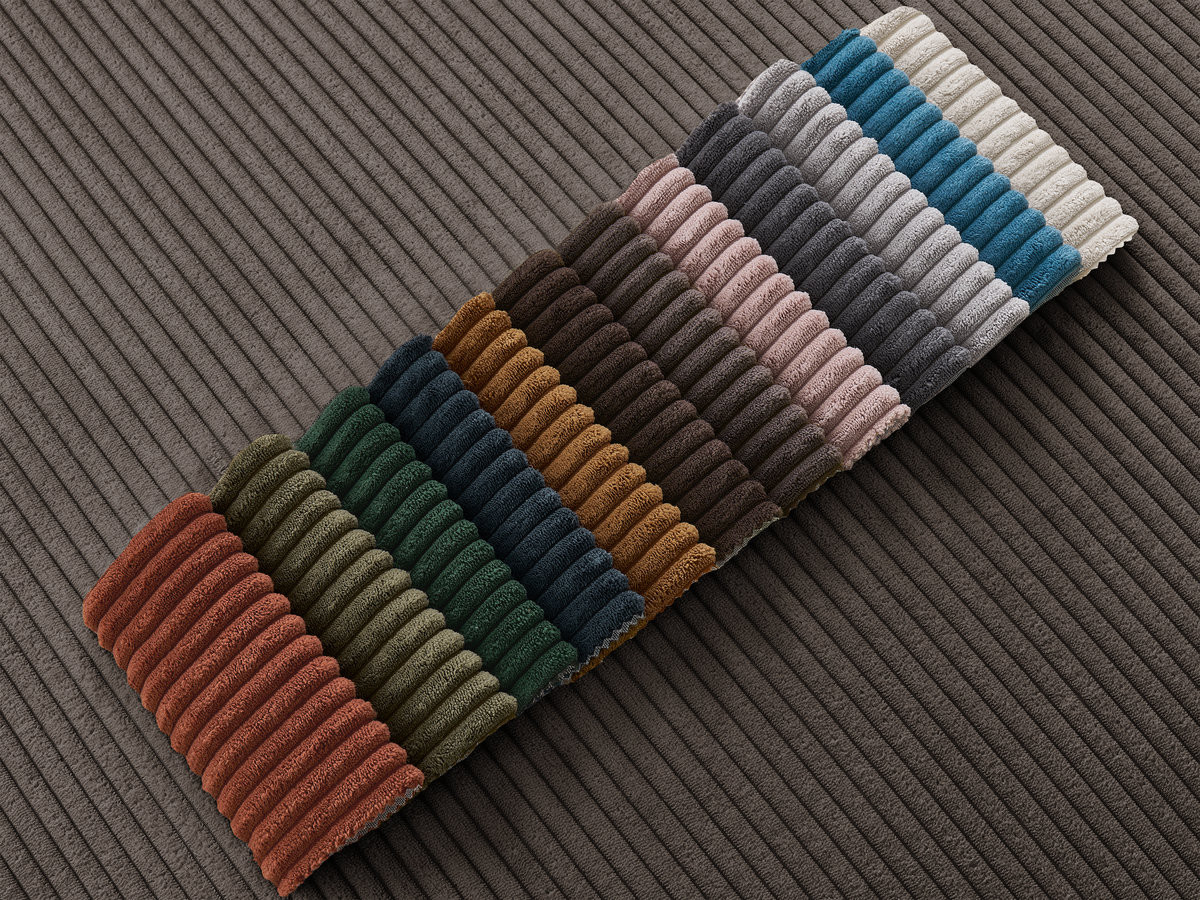 Bobochic Enore Ecksofa mit Pouf Cordsamt Taupe Ecke links