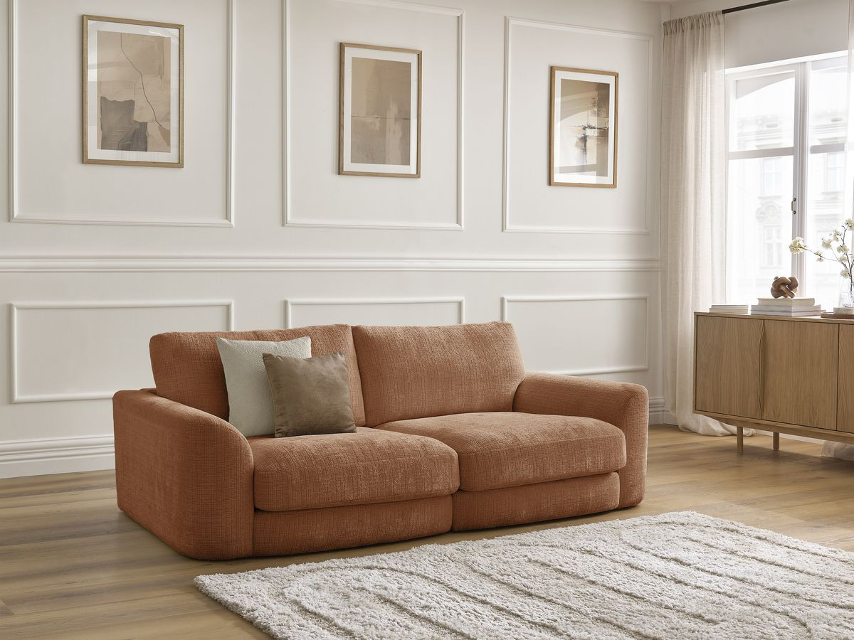 Bobochic Leonore Sofa 3-Sitzer Strukturstoff Orange