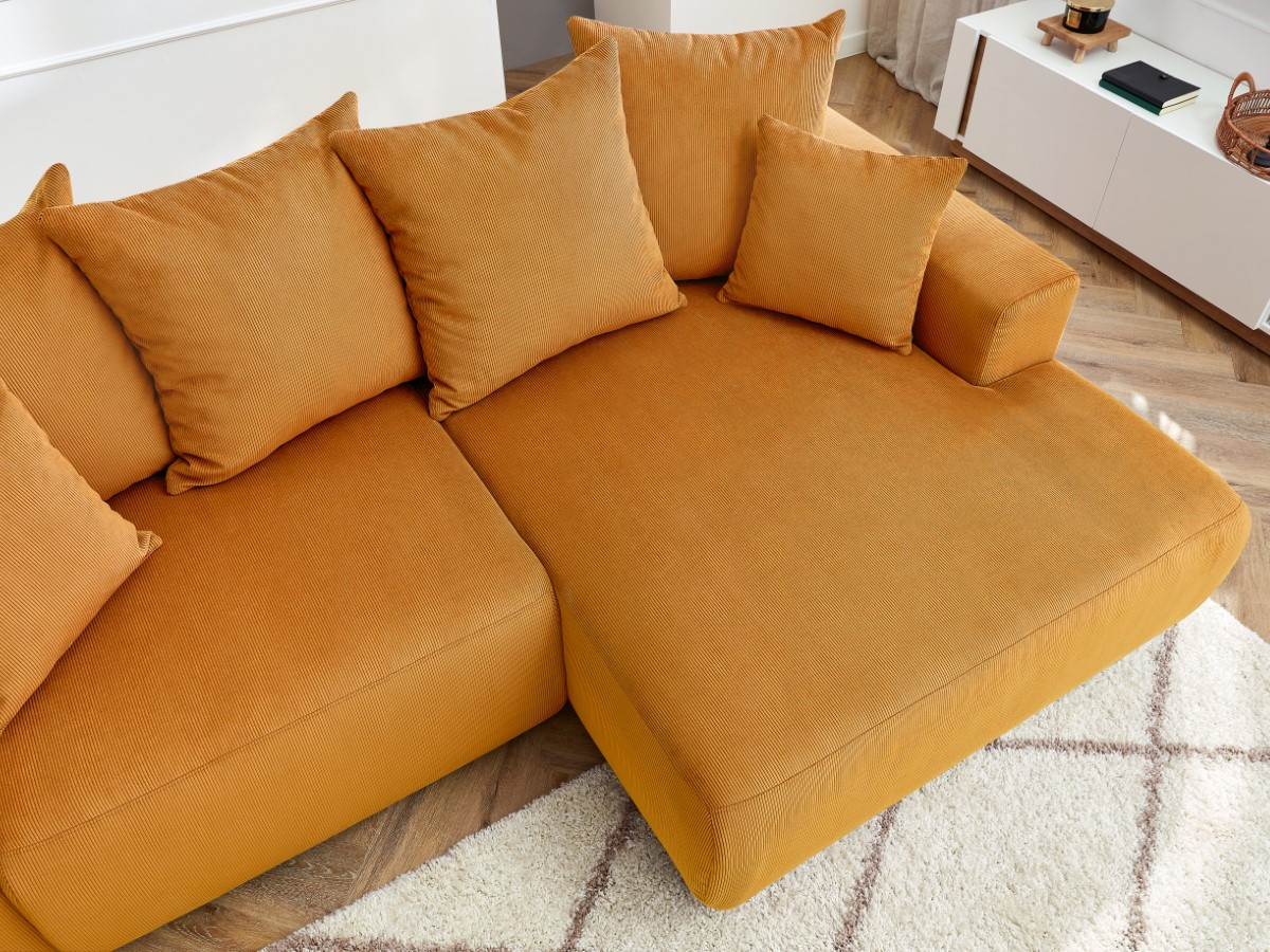 Bobochic Enjoy Ecksofa Cordsamt Gelb Ecke rechts
