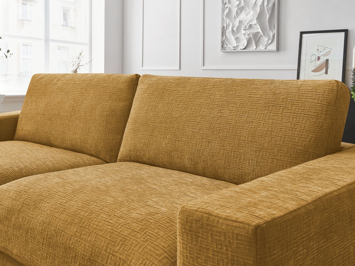 Bobochic Leonard Ecksofa 234 × 159 cm Strukturstoff Gelb Ecke links