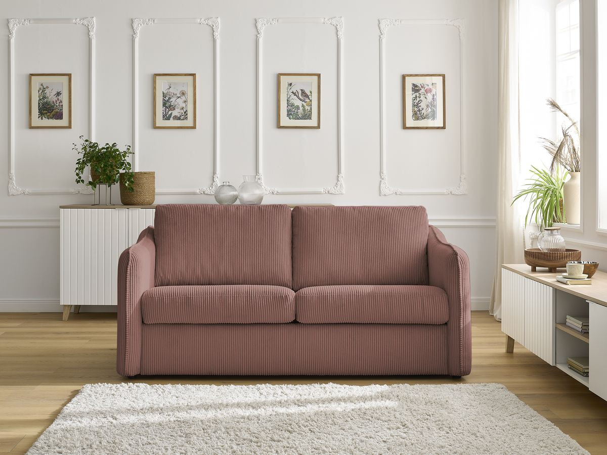 Bobochic Lenny Schlafsofa 3-Sitzer Cordsamt Rosa