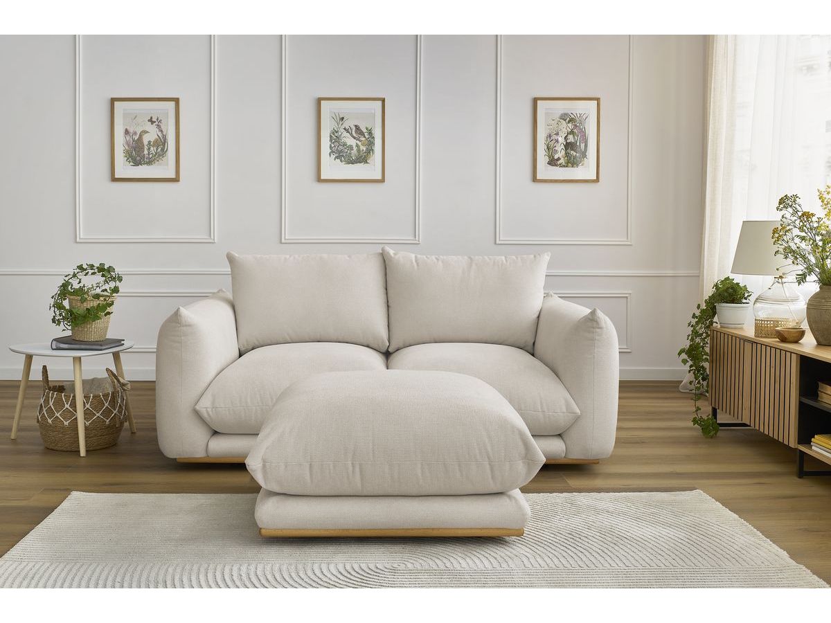 Bobochic Ernest Sofa 3-Sitzer mit Pouf 193 × 106 cm Stoff Beige