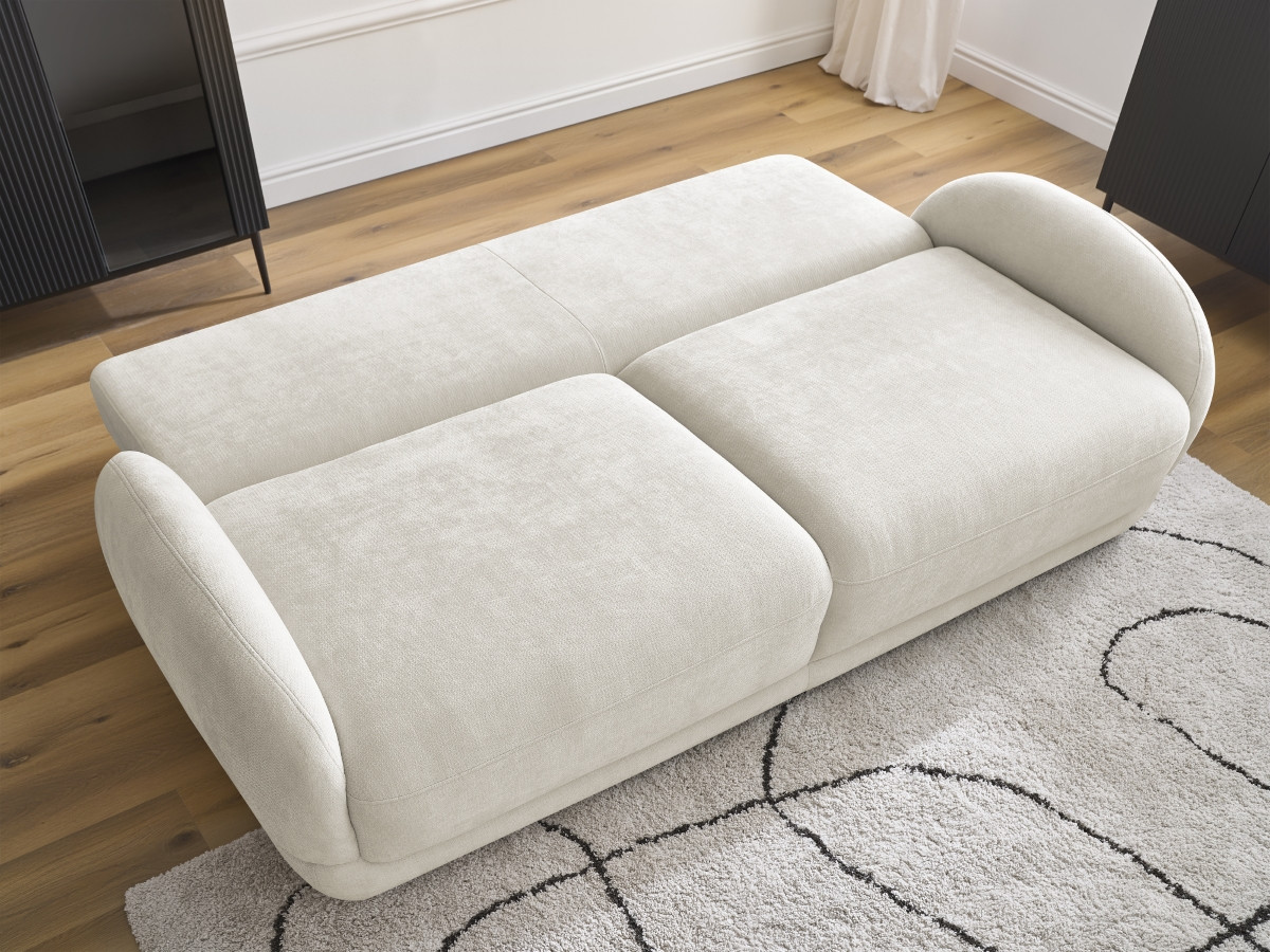 Bobochic Monica Schlafsofa 3-Sitzer mit Bettkasten Stoff Weiß