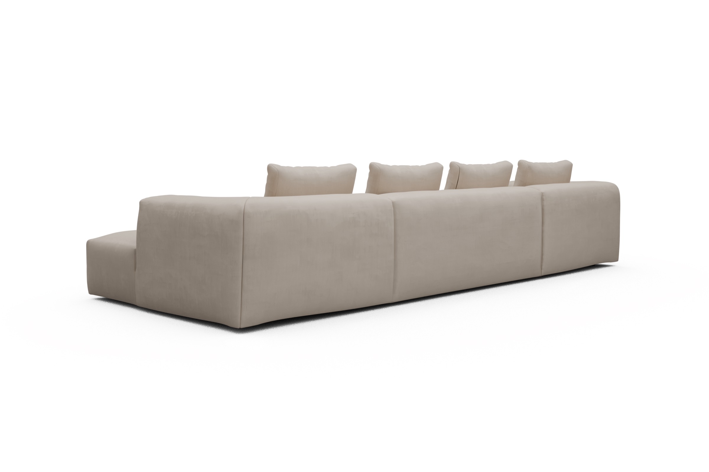 Wohnlandschaft Fred mit 2-Sitzer und Chaiselongue beidseitig Cordufine-Off-White