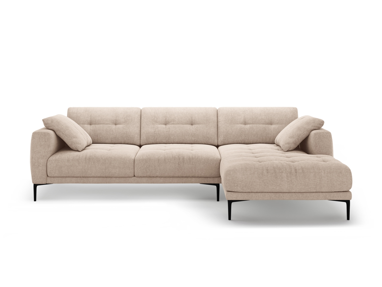 Micadoni Ecksofa Bemy 3-Sitzer Rechts Strukturierter Stoff Sand