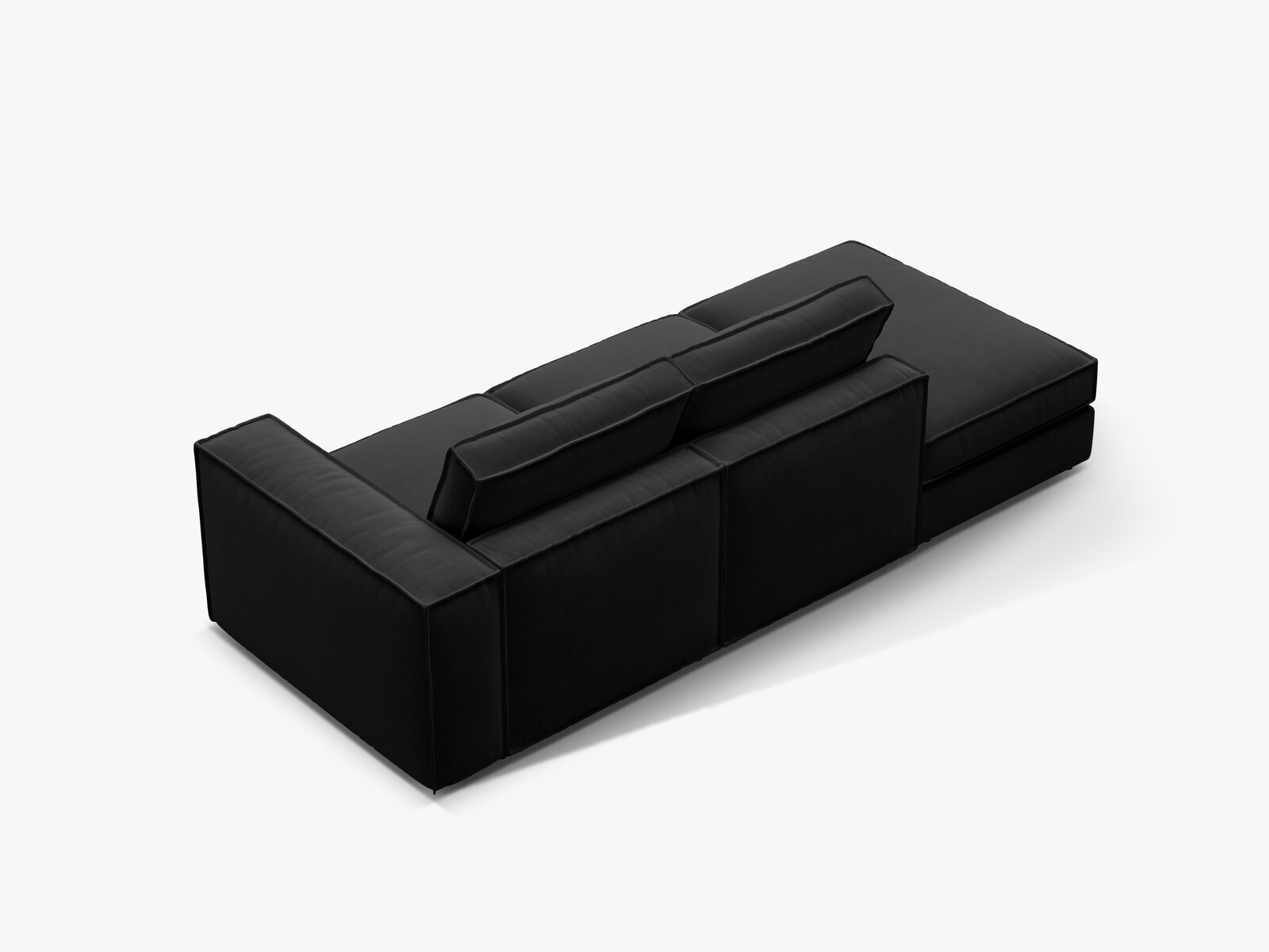 Micadoni modulares offenes Sofa Pola 3-Sitzer Links Samt Salvador Schwarz