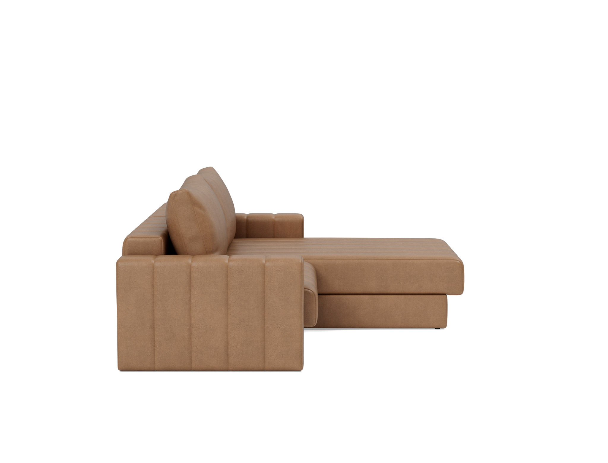 Schlafsofa Akello mit Chaiselongue und Armlehnen Lederoptik Faunal 551-Brown