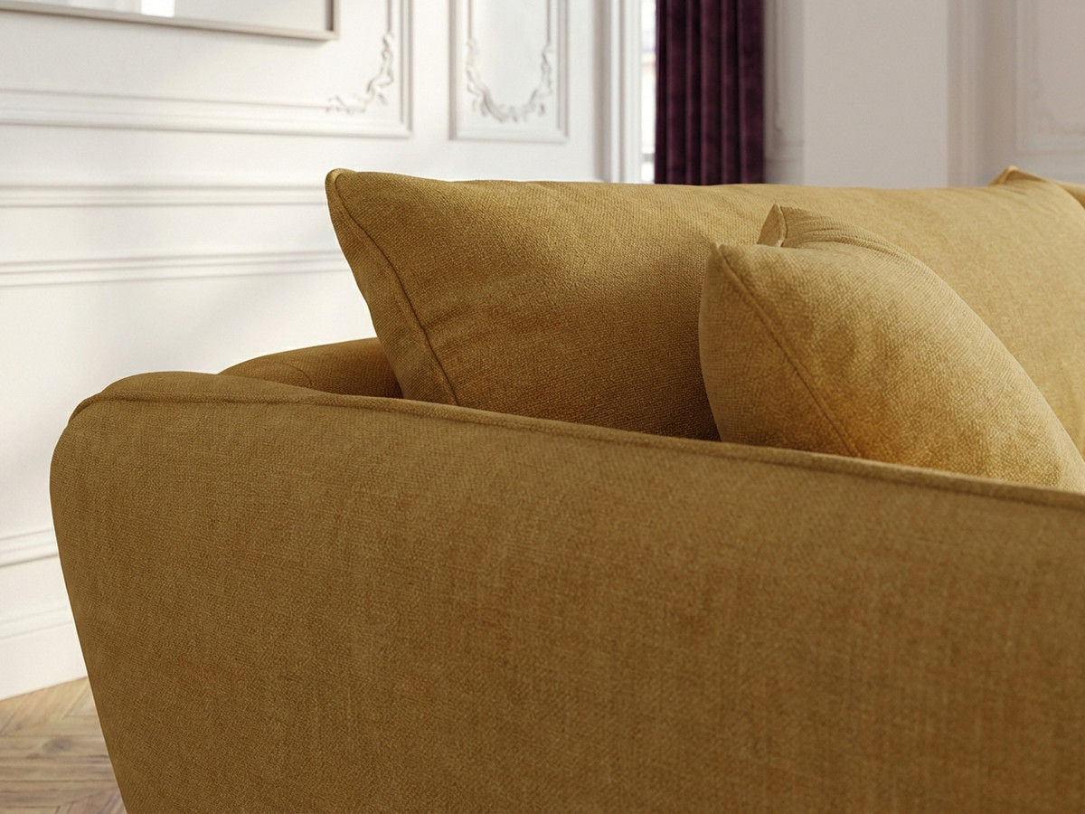 Bobochic Luigi Ecksofa mit Pouf Strukturstoff Gelb Ecke rechts