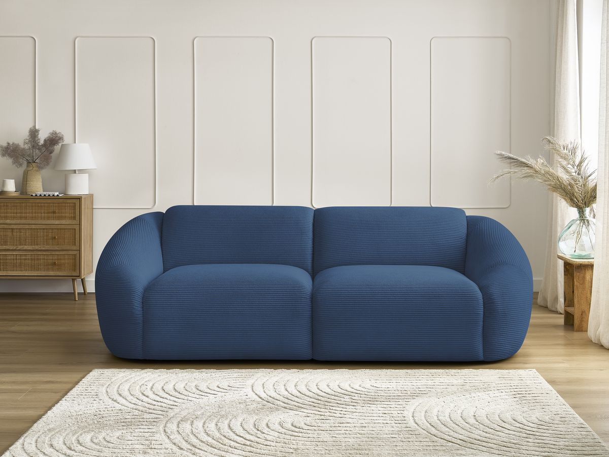 Bobochic Tina Sofa 3-Sitzer Cordsamt Dunkelblau
