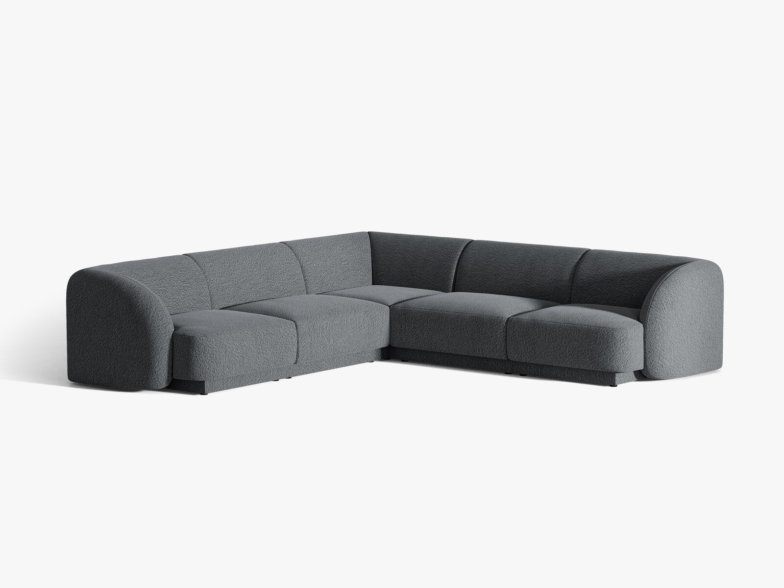 Micadoni 5-Sitzer Symmetrisches Ecksofa Miley Boucle Baloo Dunkelgrau