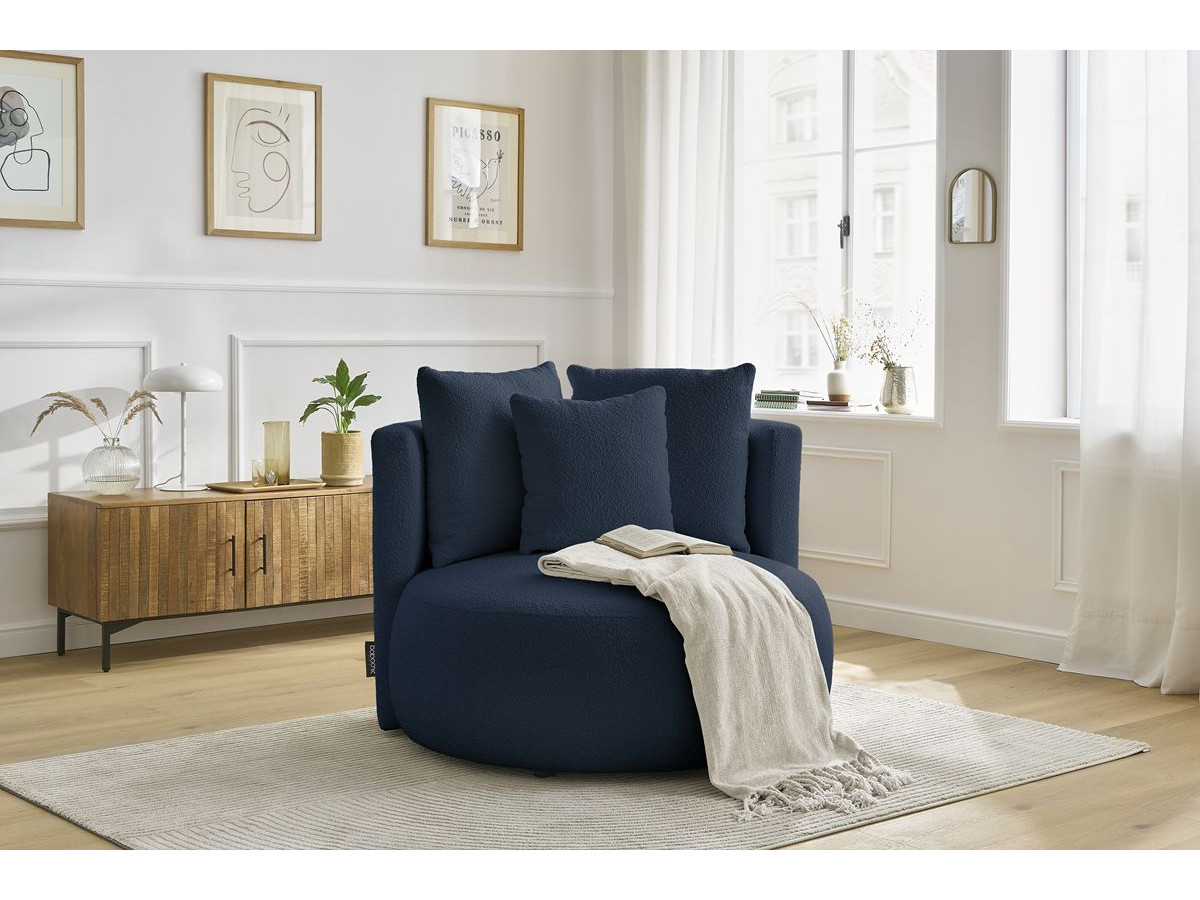 Bobochic Cesar Sessel Bouclé-Stoff Blau