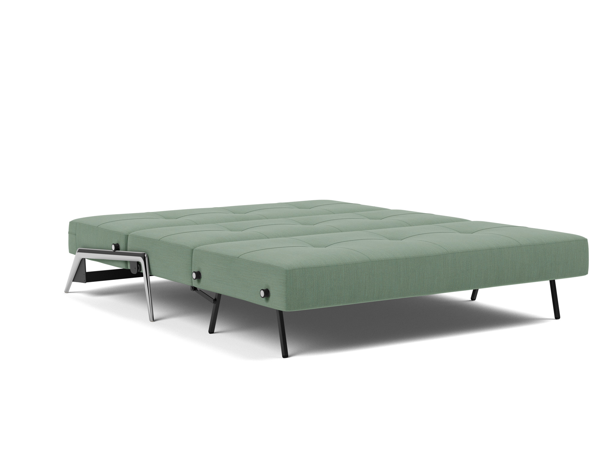 Schlafsofa Cubed 160 Flachgewebe Elegance 518-Green Beine Aluminium