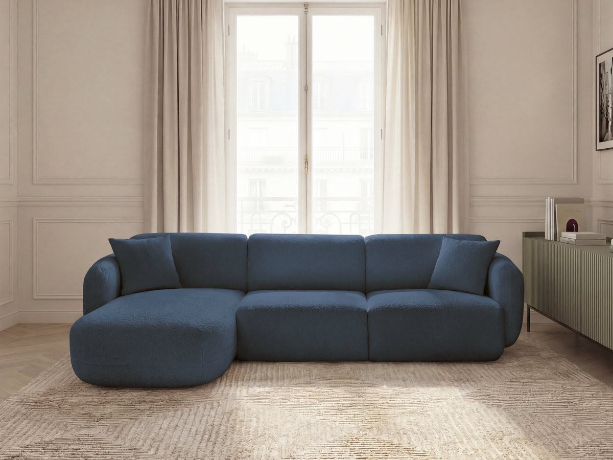 Bobochic Anda Ecksofa 292 × 163 cm Chenille Dunkelblau Ecke links