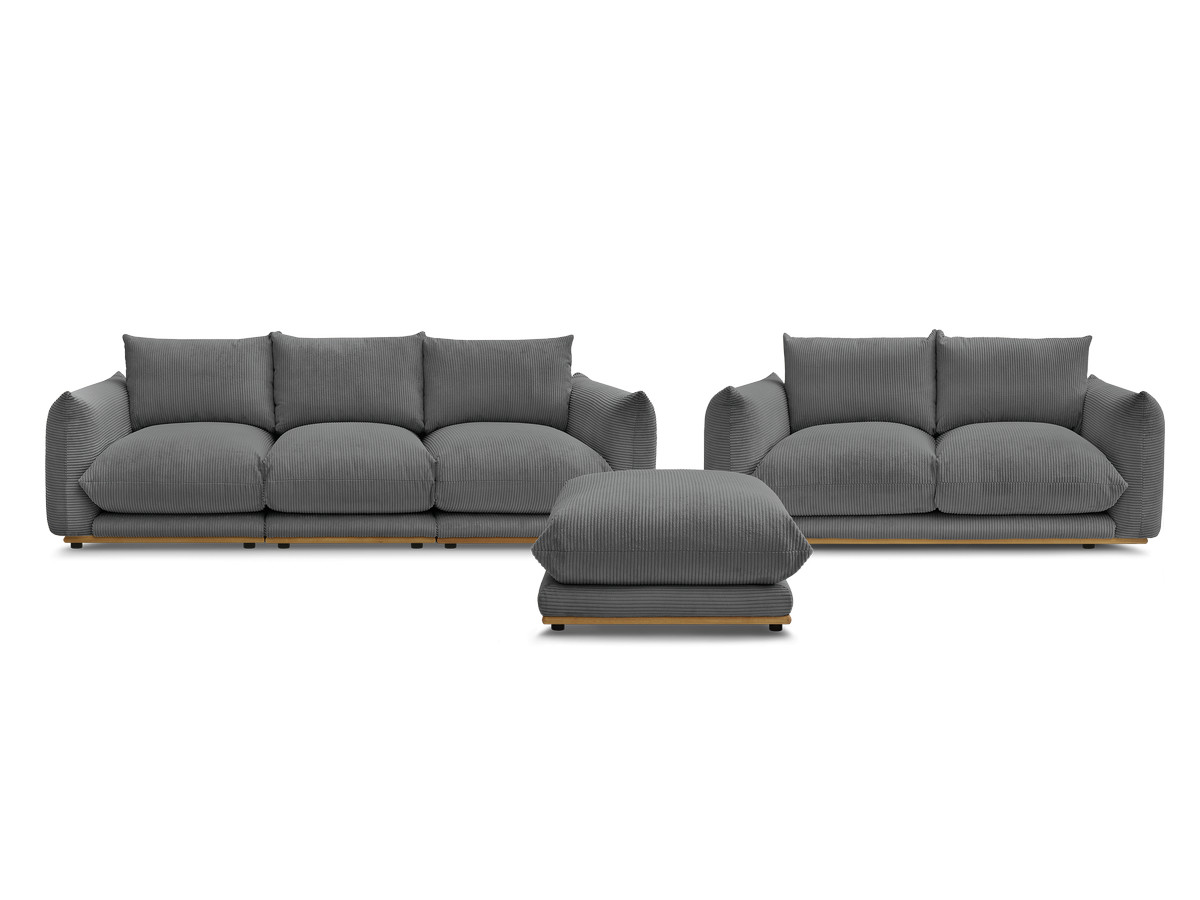 Bobochic Ernest Sofa 5-Sitzer mit Pouf Cordsamt Dunkelgrau