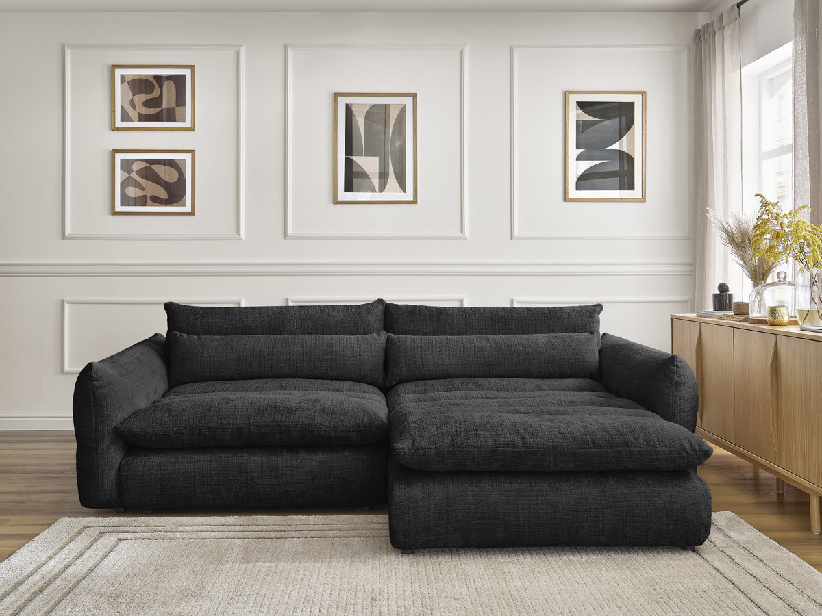 Bobochic Neil Ecksofa Strukturstoff Schwarz Ecke rechts