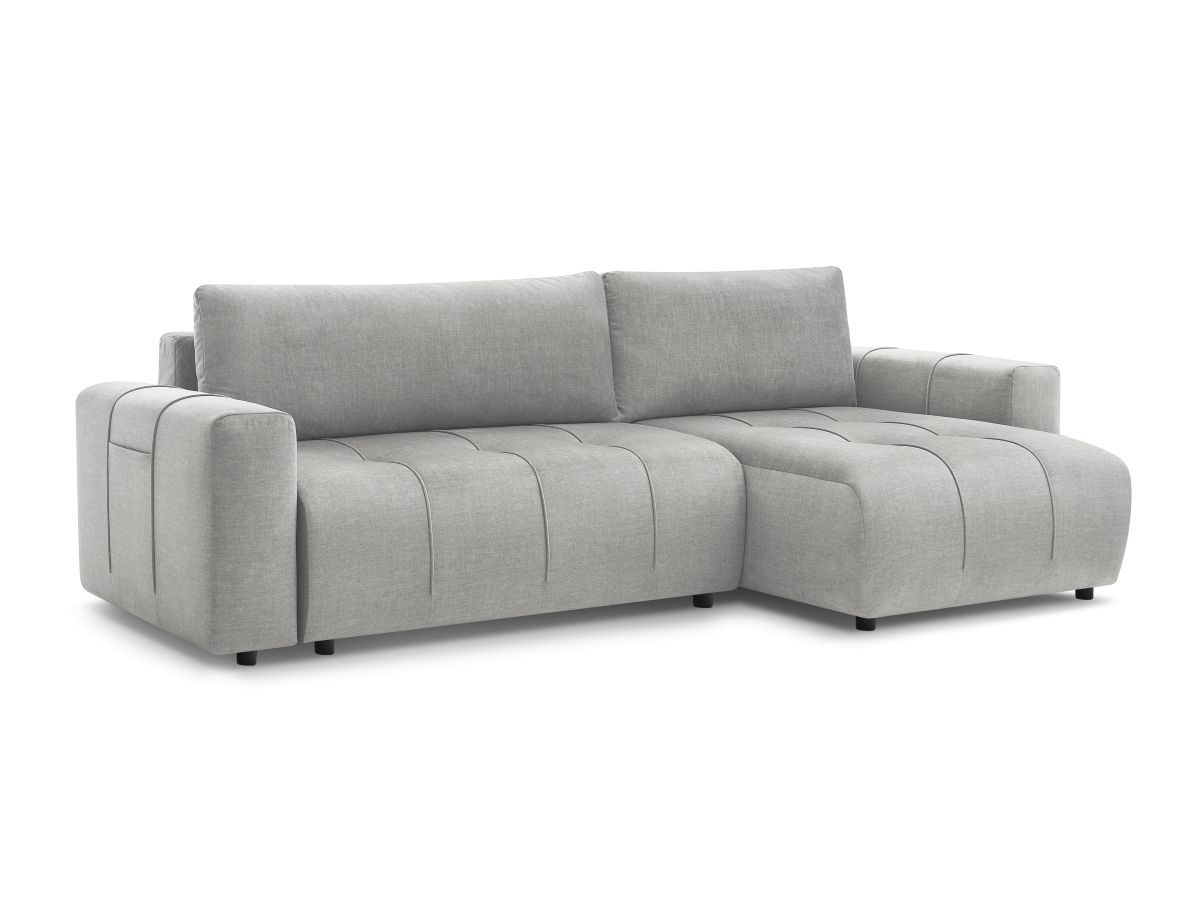 Bobochic Arsene Ecksofa mit Schlaffunktion und Bettkasten 288 × 148 cm Samt Hellgrau