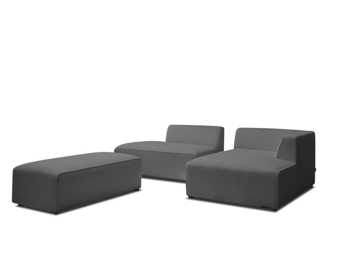 Bobochic Megeve Ecksofa mit Schlaffunktion und Pouf Bouclé-Stoff Dunkelgrau Ecke rechts