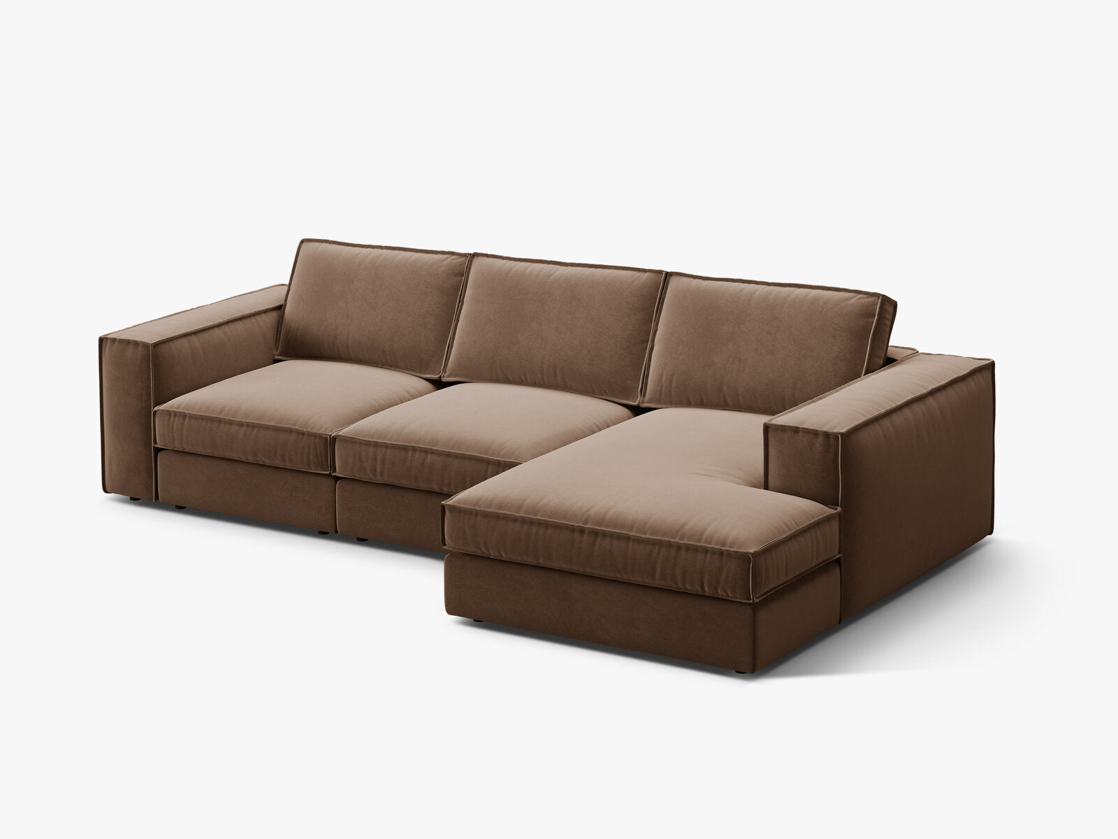 Micadoni modulares Ecksofa Pola 3-Sitzer Rechts Samt Salvador Schokolade