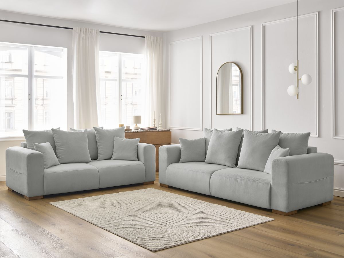 Bobochic Sidonie Sofa 5-Sitzer Cordsamt Hellgrau
