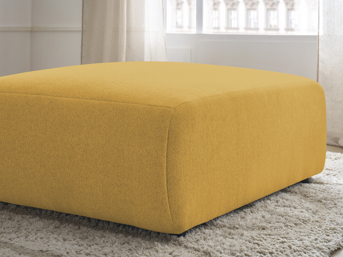 Bobochic Jana Pouf 94 × 114 cm Melange-Stoff Gelb