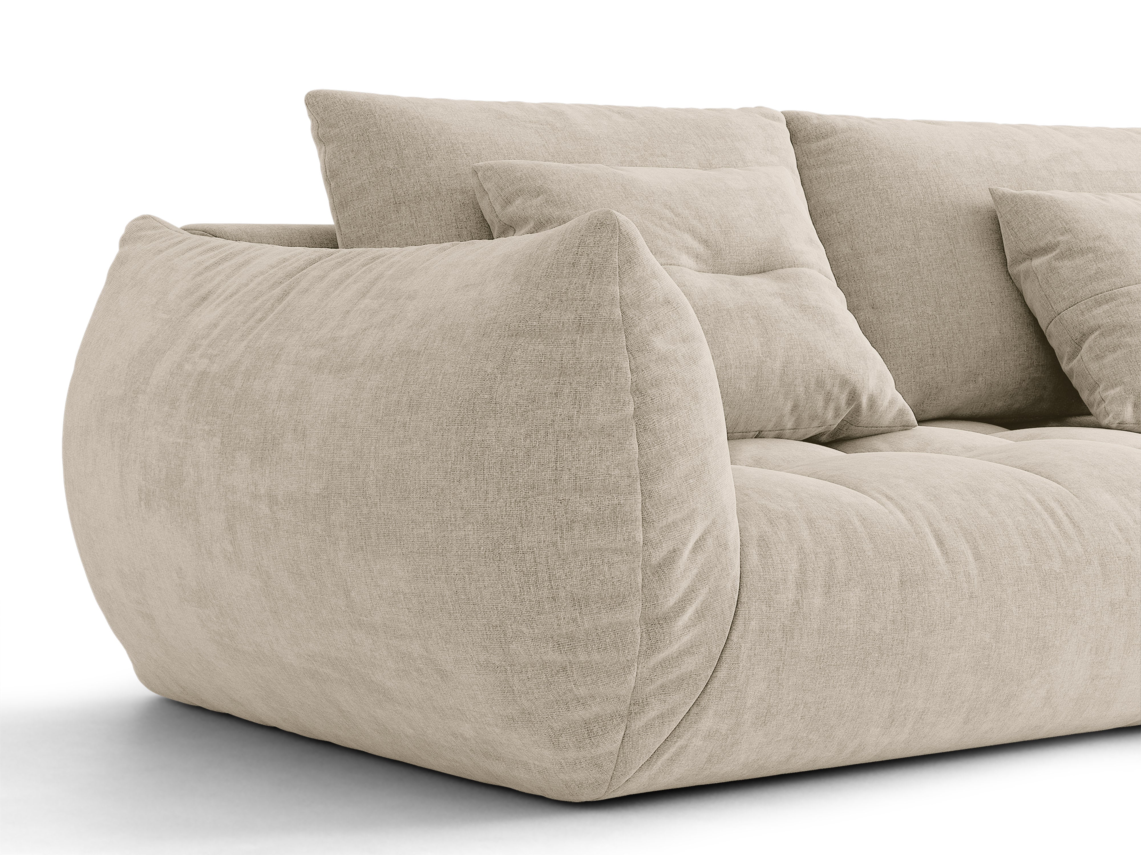 Micadoni Bloom Ecksofa 6-Sitzer Rechts Strukturierter Stoff Wind Helles Beige