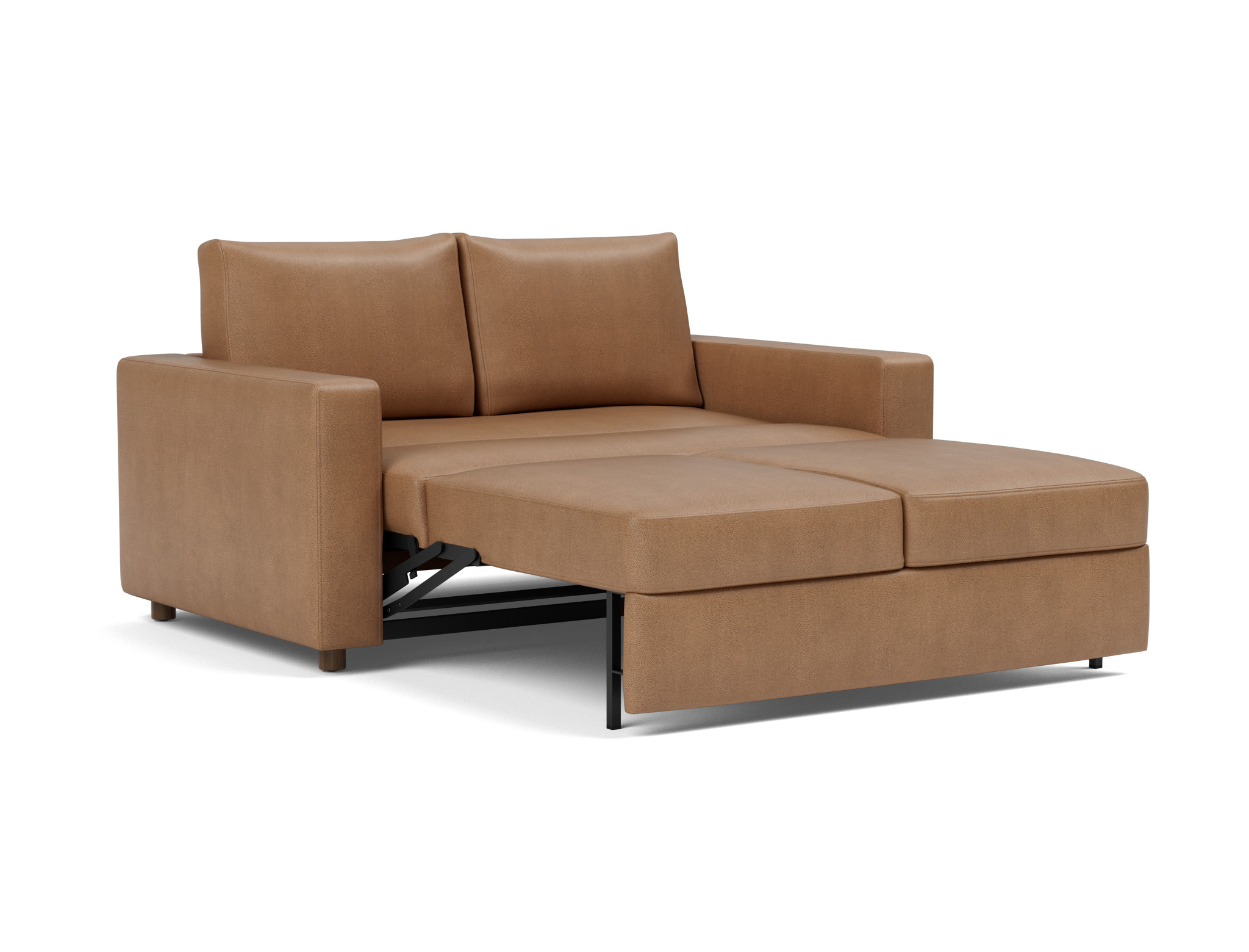 Schlafsofa Neah mit Standard-Armlehnen 140 Lederoptik Faunal 551-Brown