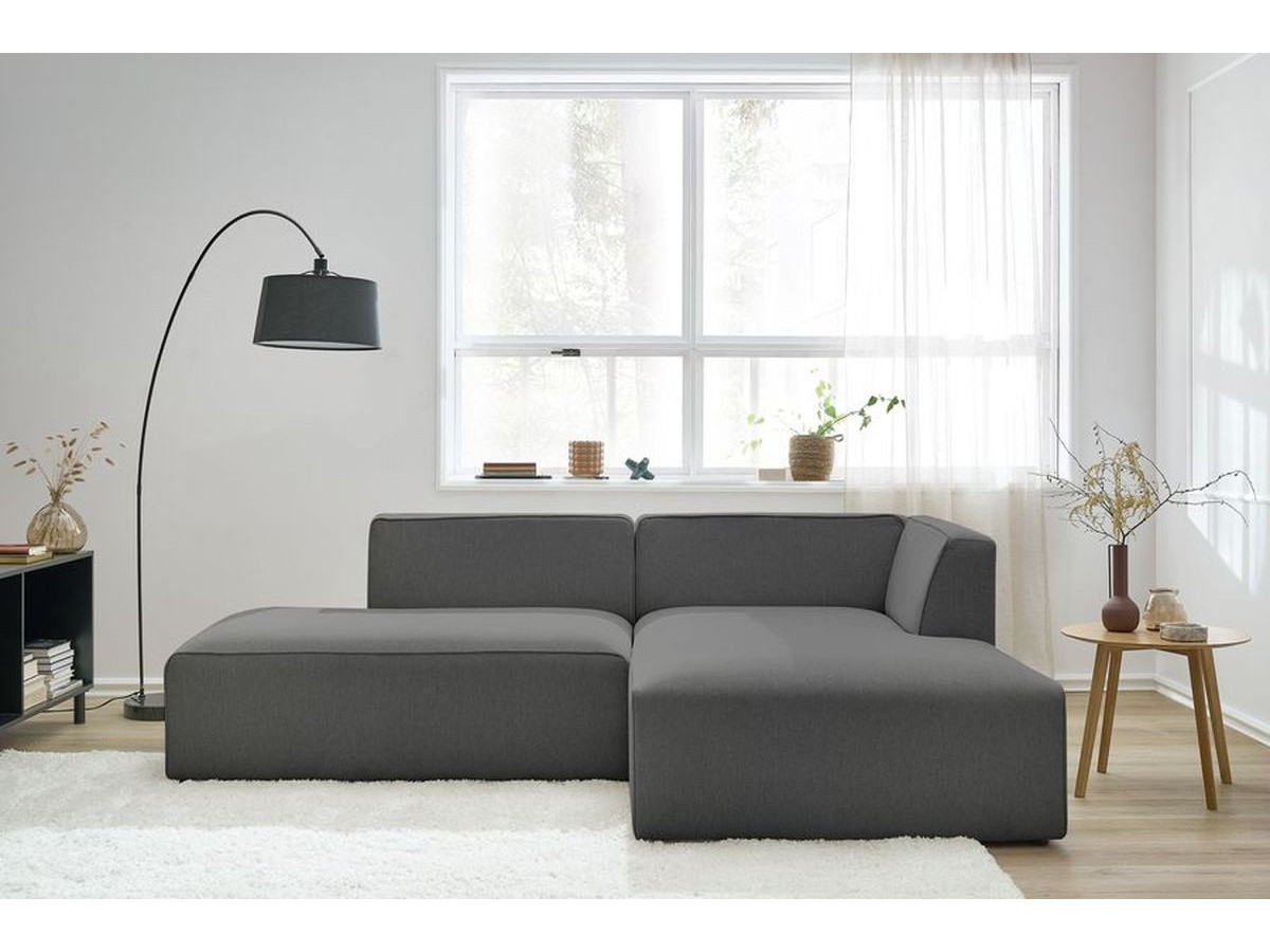 Bobochic Megeve Ecksofa Melange-Stoff Dunkelgrau Ecke rechts