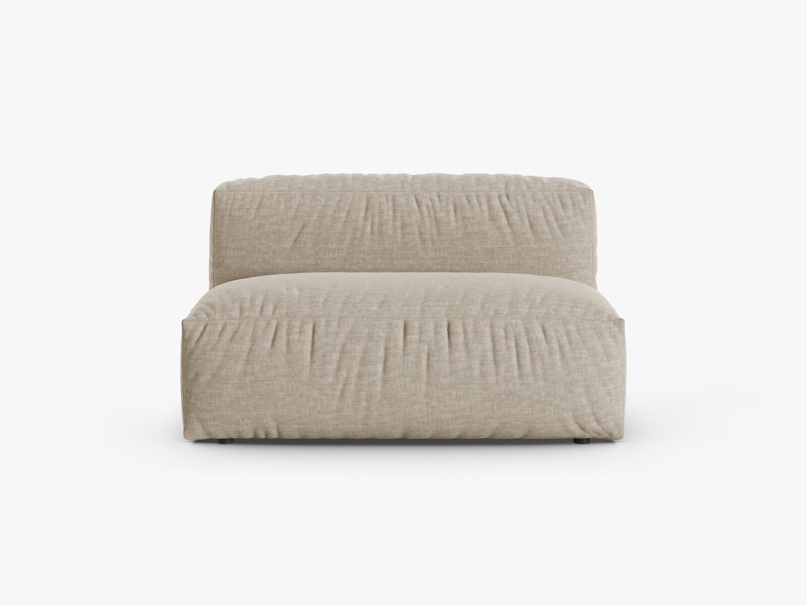 Micadoni Mittelmodul Martina 1-Sitzer Groß 90cm Sitztiefe Strukturierter Stoff Boston Helles Beige