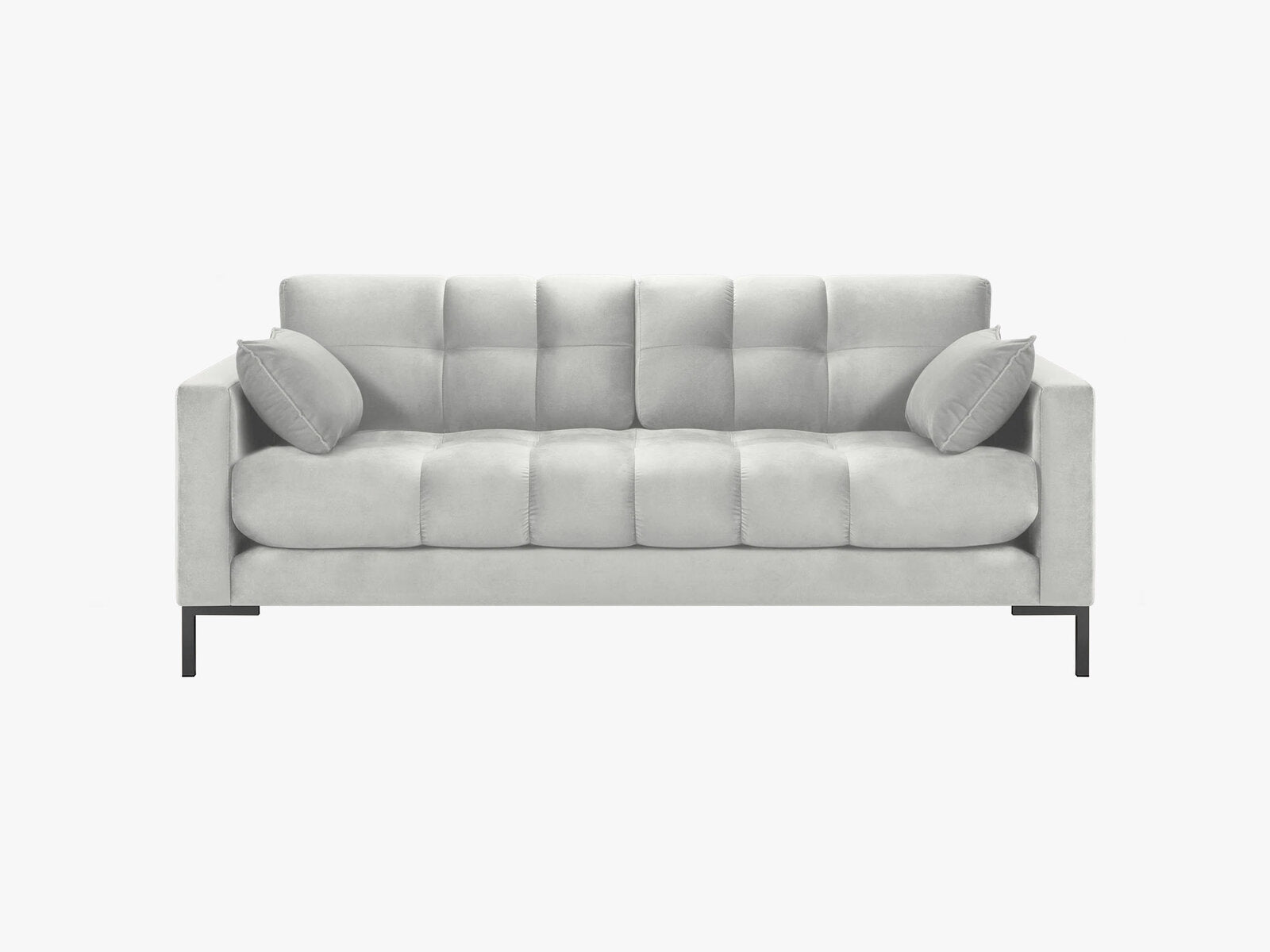 Micadoni Sofa Mamaia 2-Sitzer Samt Bluvel Silber schwarze Beine