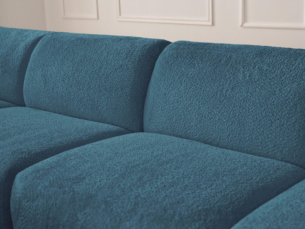 Bobochic Anda Ecksofa mit Pouf 292 × 163 cm Chenille Hellblau Ecke links