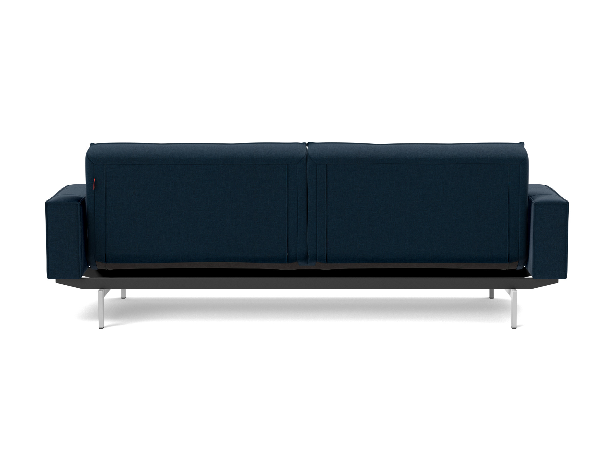 Schlafsofa Splitback mit Armlehnen Flachgewebe Mixed Dance 528-Blue Beine Chrom