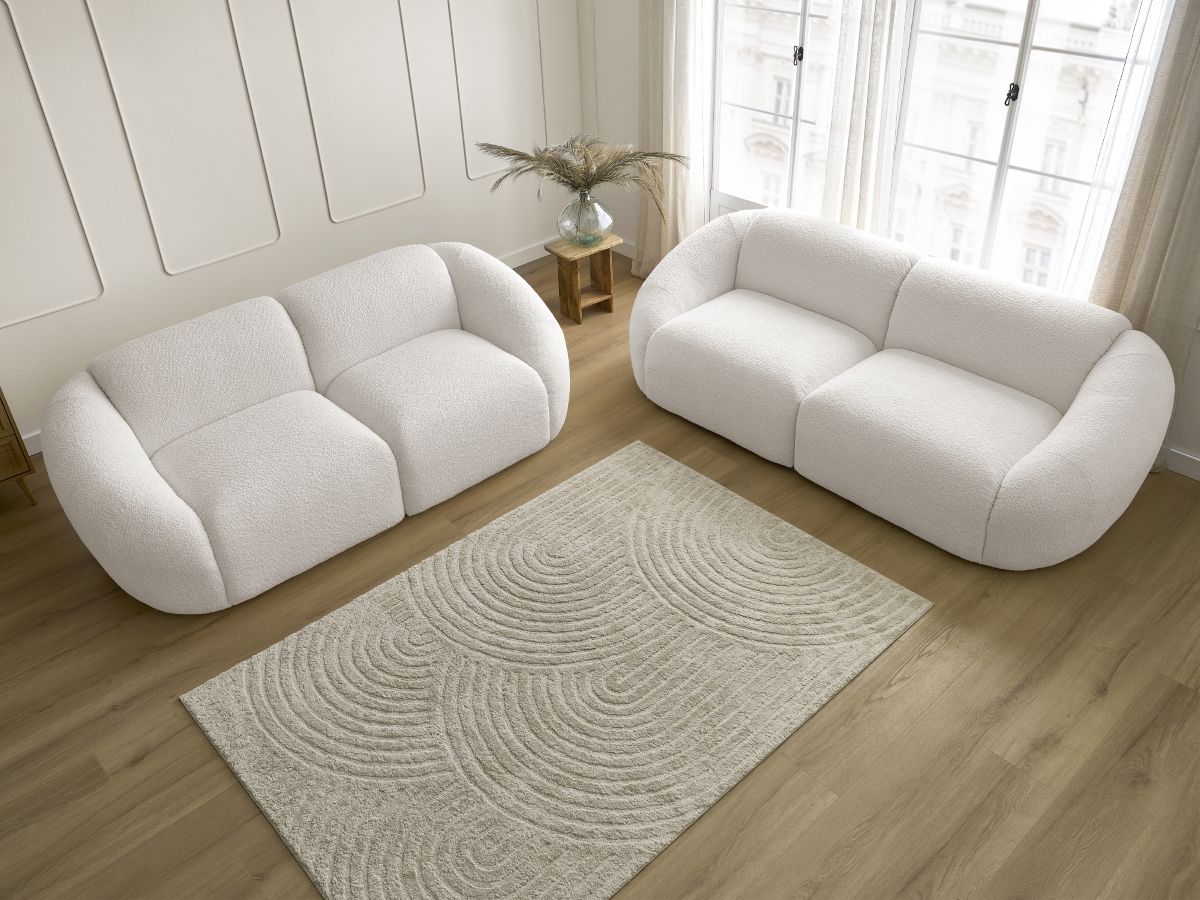 Bobochic Tina Sofa 5-Sitzer Bouclé-Stoff Weiß