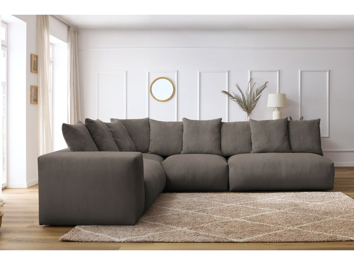 Bobochic Voltaire Ecksofa 322 × 268 cm Cordsamt Taupe Ecke links