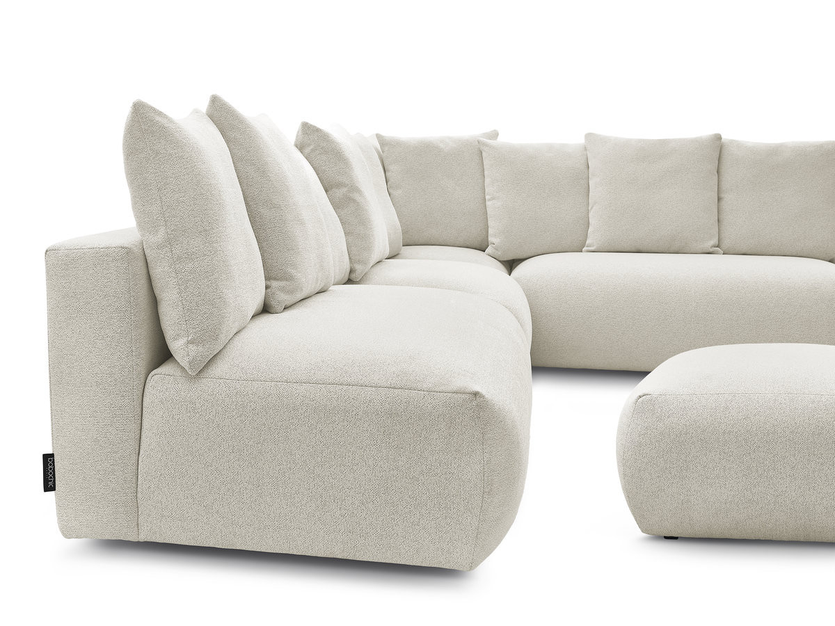 Bobochic Voltaire Ecksofa mit Pouf 322 × 268 cm Melange-Stoff Weiß Ecke rechts