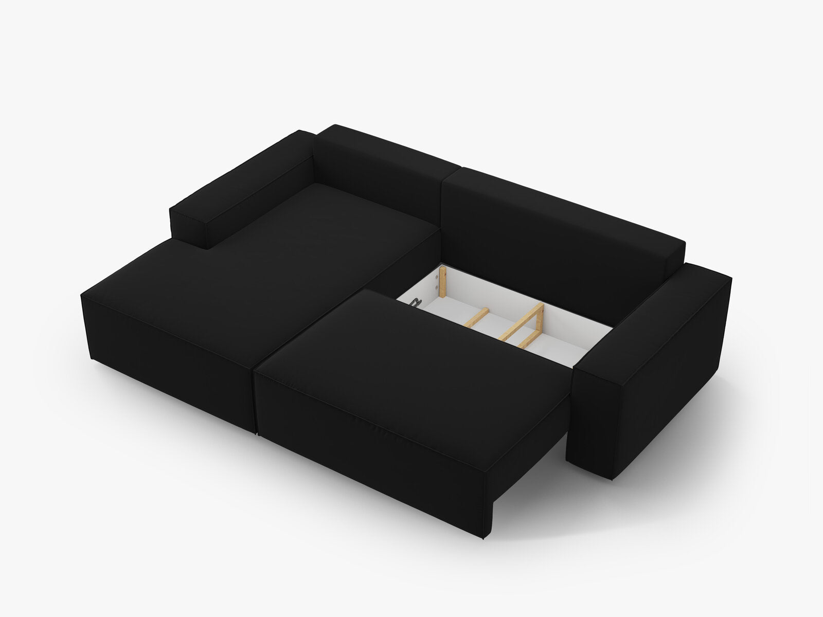 Micadoni Schlaf-Ecksofa Jodie 3-Sitzer Links Samt Schwarz