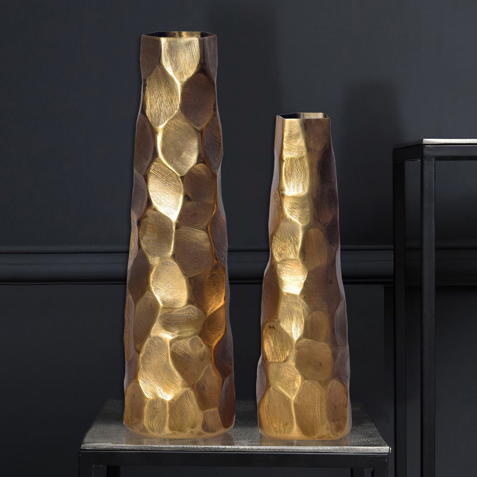 Tischvase Vikeland Aluminium Gold Ø 15 × H 49 cm