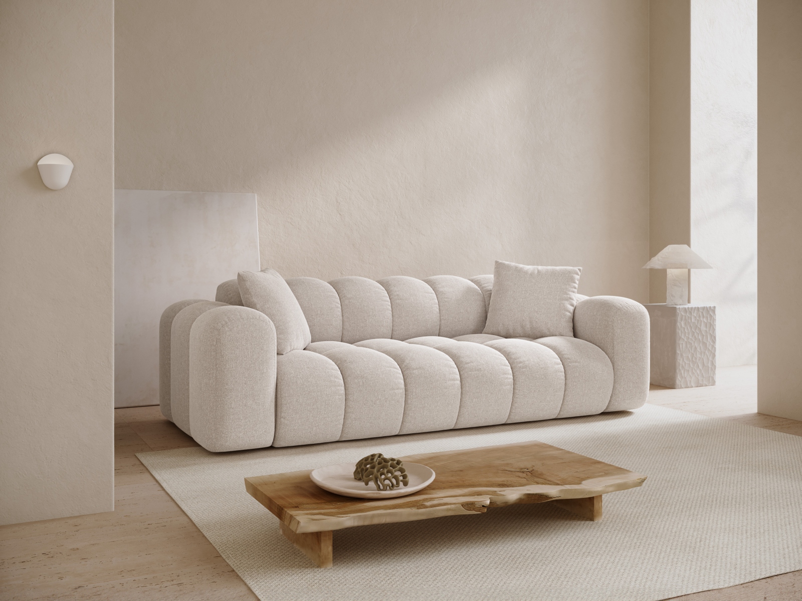Cosmopolitan Design Sofa Treno 4-Sitzer Chenille Eden Helles Beige