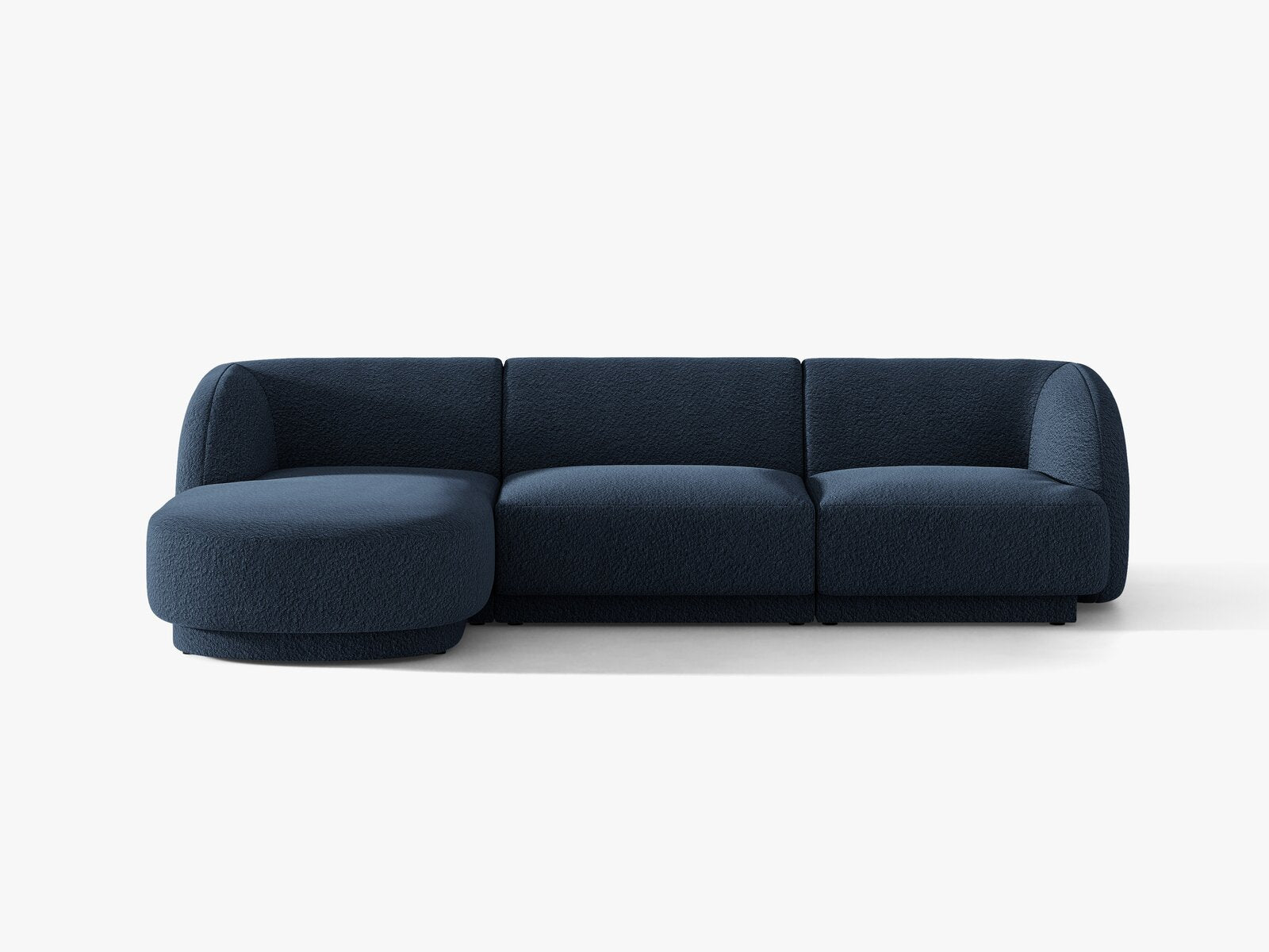 Micadoni Ecksofa Miley 4-Sitzer Links Boucle Baloo Dunkelblau